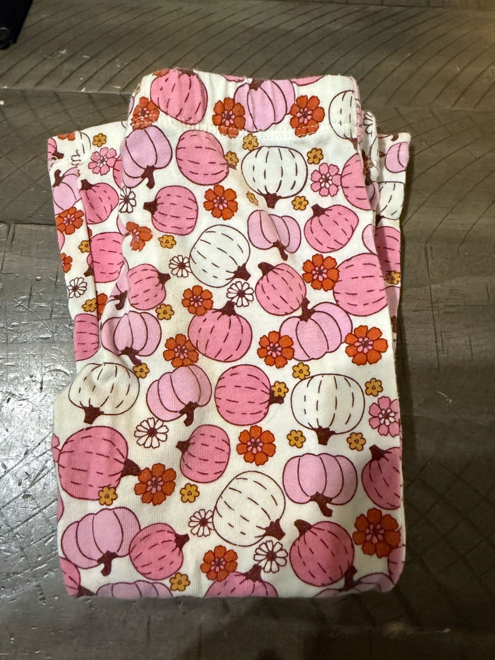 Kids Pink Pumpkin Print Leggings
